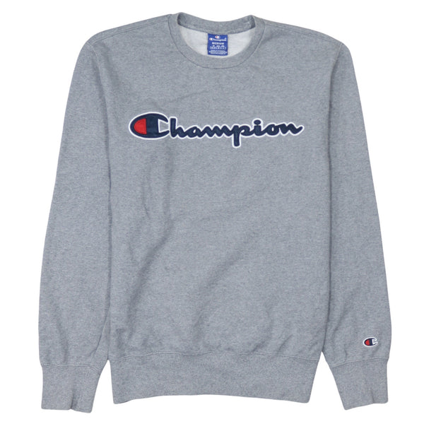 Champion 90's Spellout Crew Neck Sweatshirt Medium Grey