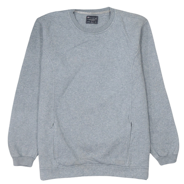 Vintage Champion 90's Crew Neck Spellout Sweatshirt Large Grey