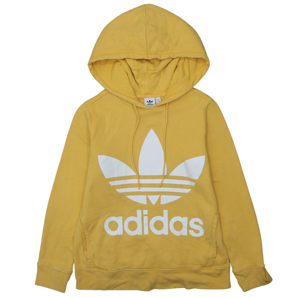 Adidas 90's Yellow Spellout Pullover Hoodie Women's Large Vintage