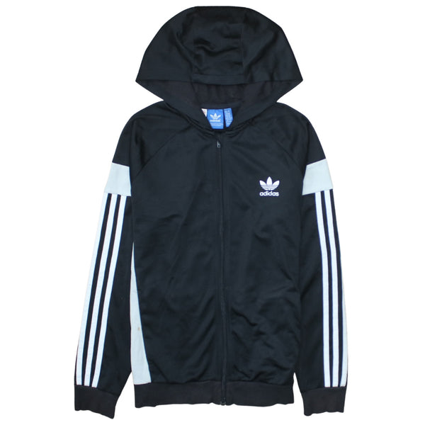 Adidas 90's Striped Sleeve Pullover Hoodie Large Black