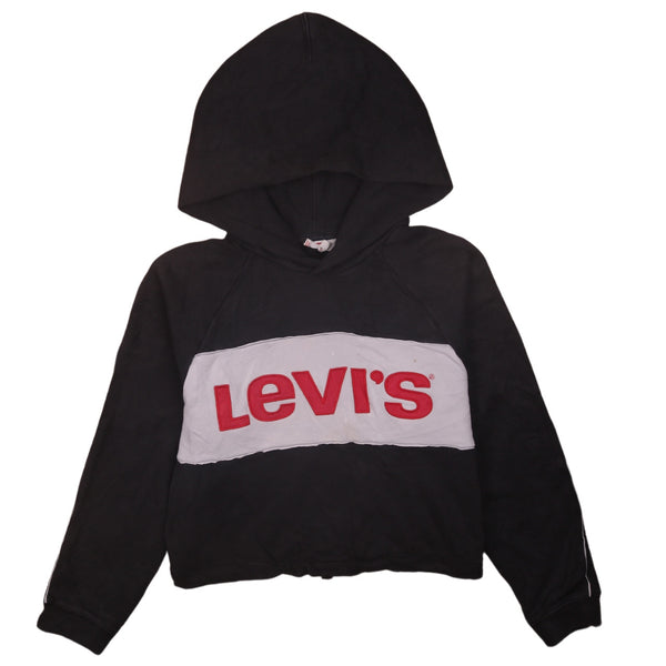 Levi's 90's Black Crop Spellout Hoodie XSmall