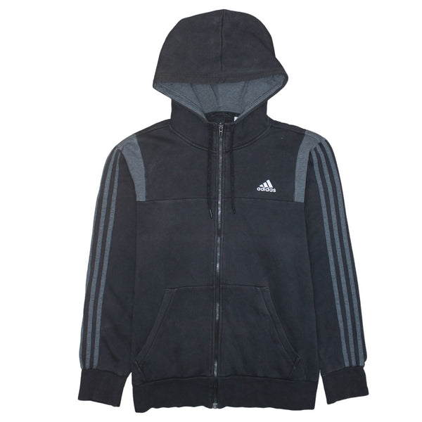 Adidas 90's Striped Sleeve Full Zip Up Hoodie Medium  Black