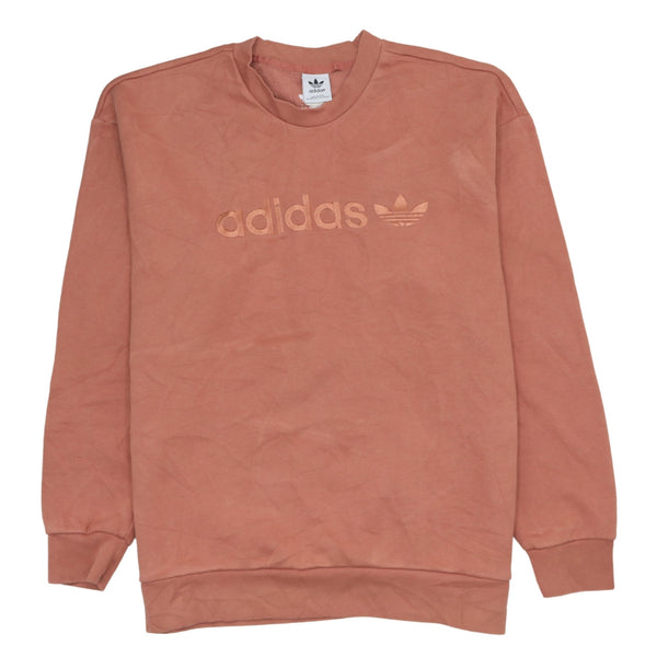 Adidas 90's Orange Spellout Crew Neck Sweatshirt Large