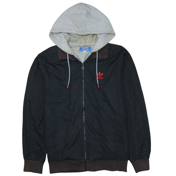 Adidas 90's Hooded Full Zip Up Windbreaker Medium Black