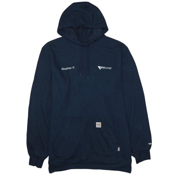 Carhartt 90's Drawstring Pockets Pullover Hoodie XLarge Navy Blue