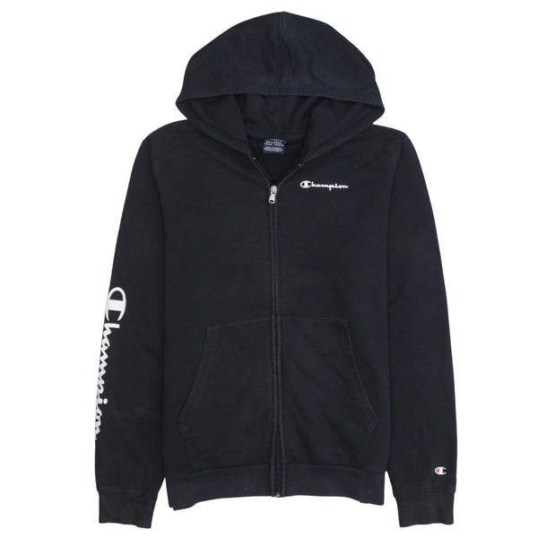 Champion 90's Drawstring Pockets Full Zip Up Hoodie XXLarge (2XL) Black
