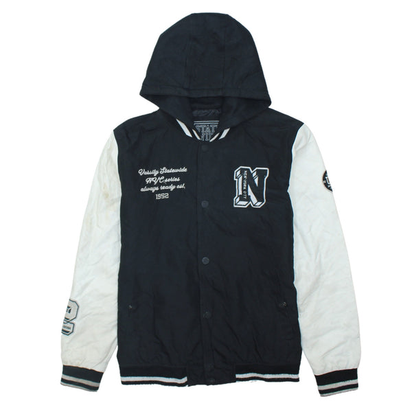 Active 90's Hooded Button Up Windbreaker Medium  Black