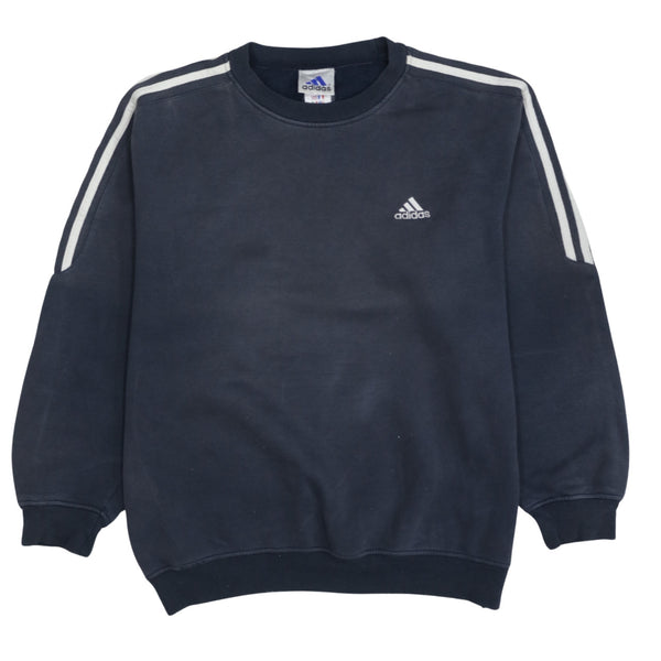 Adidas 90's Striped Sleeve Crew Neck Sweatshirt Large  Black