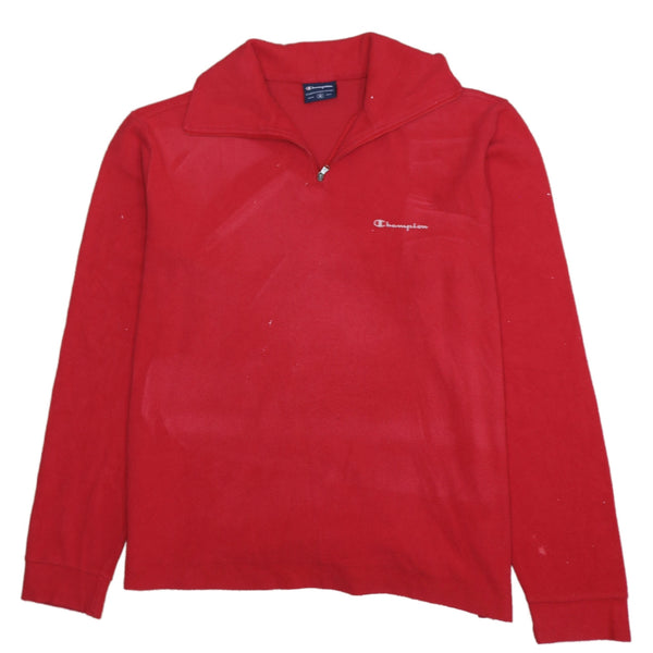 Champion 90's Lightweight Quarter Zip Fleece Jumper Medium Red