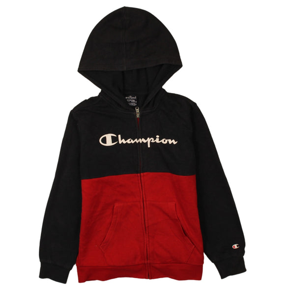 Champion 90's Spellout Full Zip Up Hoodie Medium Navy Blue