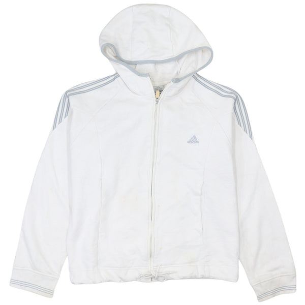 Adidas 90's White XLarge Hoodie with Striped Sleeves - Full Zip