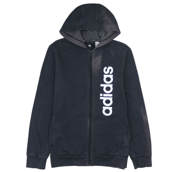 Adidas 90's Black Medium Full Zip Hoodie Cotton Lightweight