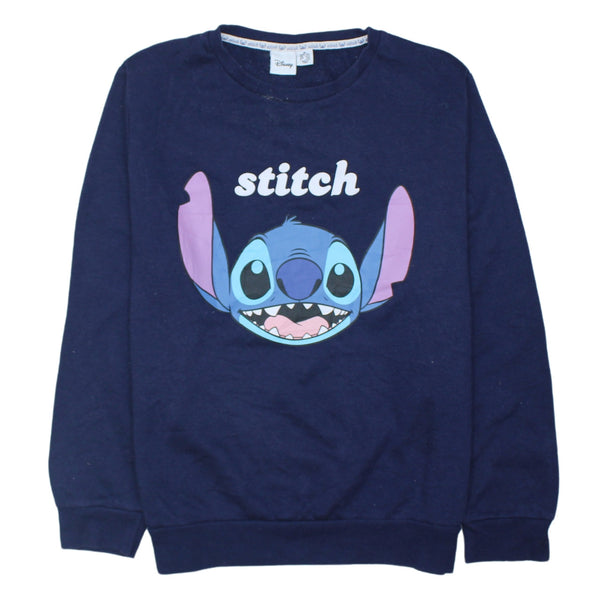 Vintage 90's Disney Stitch Crew Neck Sweatshirt Medium Navy Blue