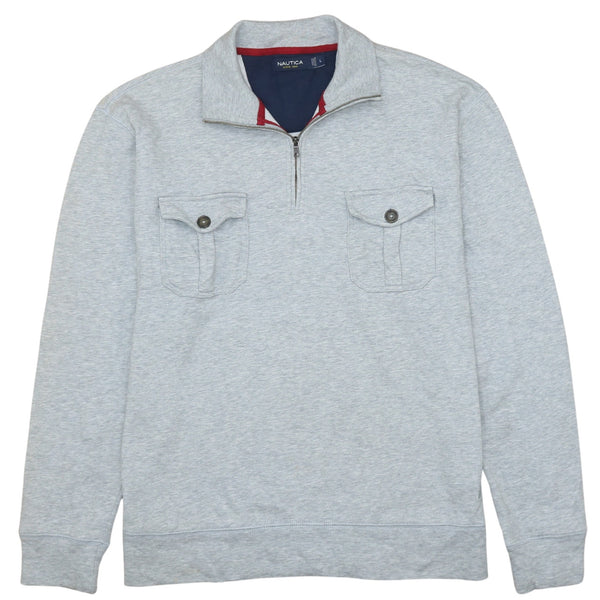 Vintage Nautica 90's Grey Heavyweight Quarter Zip Sweatshirt Large