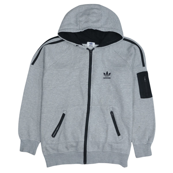 Adidas 90's Vintage Grey Full Zip Hoodie XXLarge