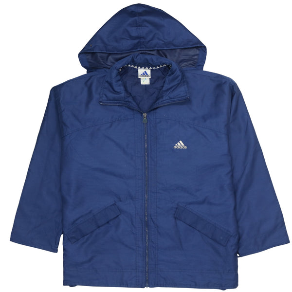 Adidas 90's Hooded Full Zip Up Windbreaker Medium Navy Blue