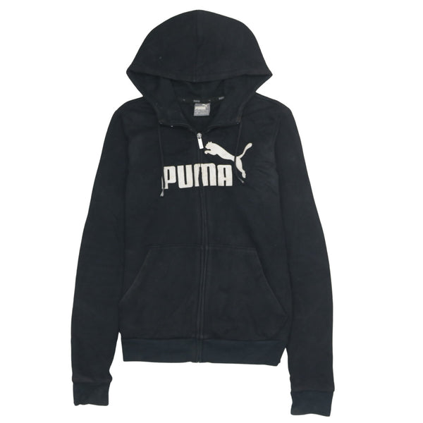 Puma 90's Black Full Zip Hoodie Large Women's Spellout Design
