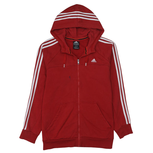 Adidas 90's Striped Sleeve Full Zip Up Hoodie Large Red