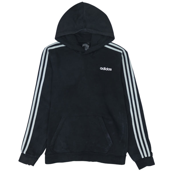 Adidas Vintage 90's Striped Sleeve Pullover Hoodie Small Black