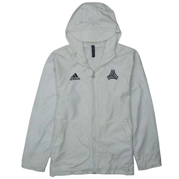 Adidas 90s White Hooded Full Zip Windbreaker Medium