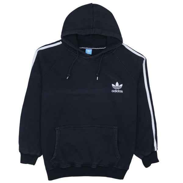 Adidas Vintage 90's Black XXL Hoodie Striped Sleeve Pullover Cotton