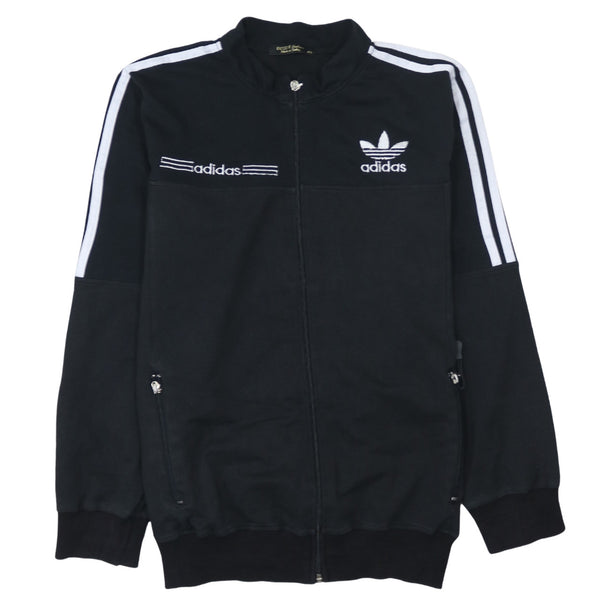 Adidas 90's Striped Sleeve Full Zip Up Sweatshirt Medium  Black