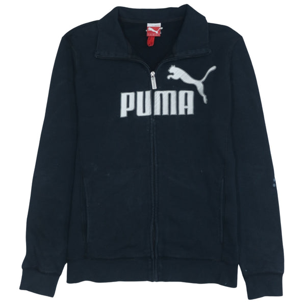 Puma 90's Vintage Navy Blue Spellout Full Zip Up Sweatshirt Medium