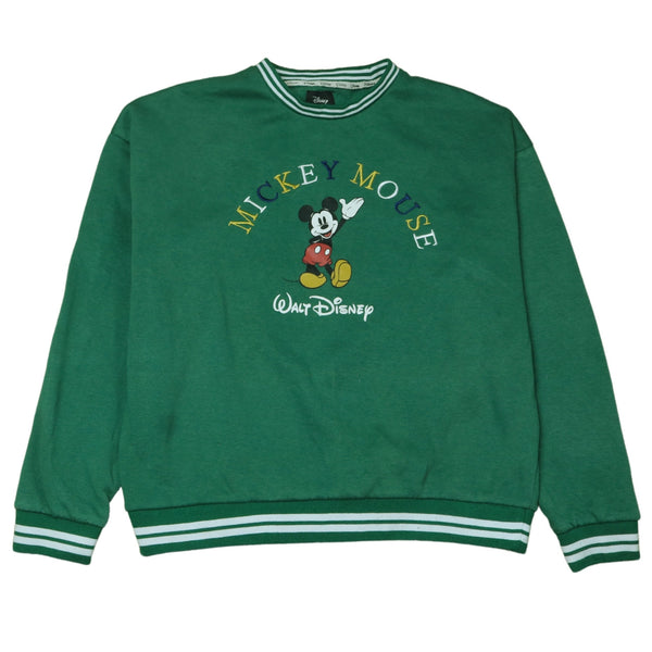 Vintage Disney Mickey Mouse Crew Neck Sweatshirt XSmall Green 90s