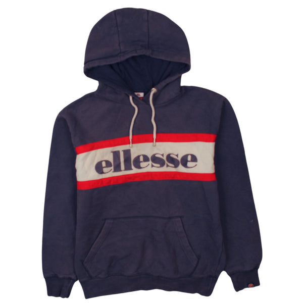 Ellesse 90's Retro Navy Blue Spellout Pullover Hoodie Men's Medium