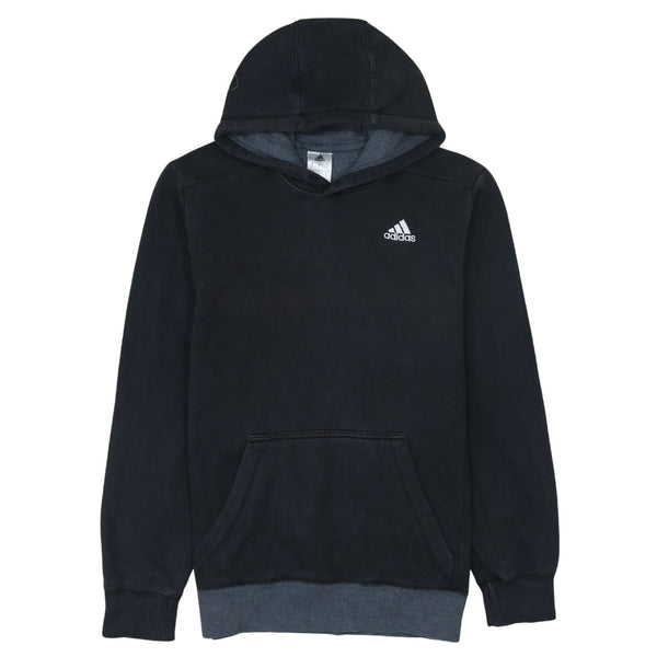 Adidas 90's Drawstring Pockets Pullover Hoodie Small Black