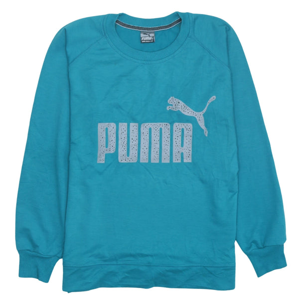 Puma 90s Vintage Blue Spellout Crew Neck Sweatshirt Men's XL Rare