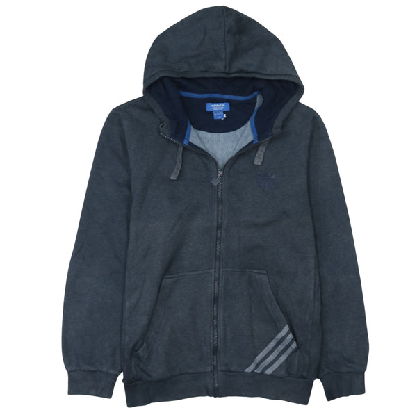 Adidas 90's Drawstring Pockets Full Zip Up Hoodie Large Black