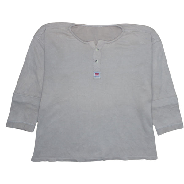 Levi's 90's Long Sleeve Quarter Button Polo Shirt XXLarge  Beige Cream