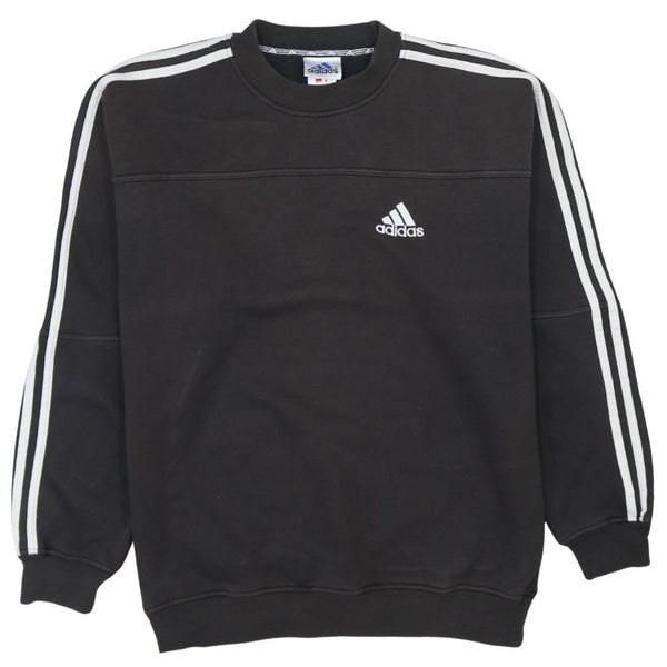 Adidas Vintage 90's Brown Striped Sleeve Crew Neck Sweatshirt Small