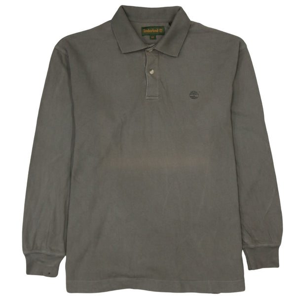 Timberland 90's Long Sleeve Quarter Button Polo Shirt Medium Khaki Green