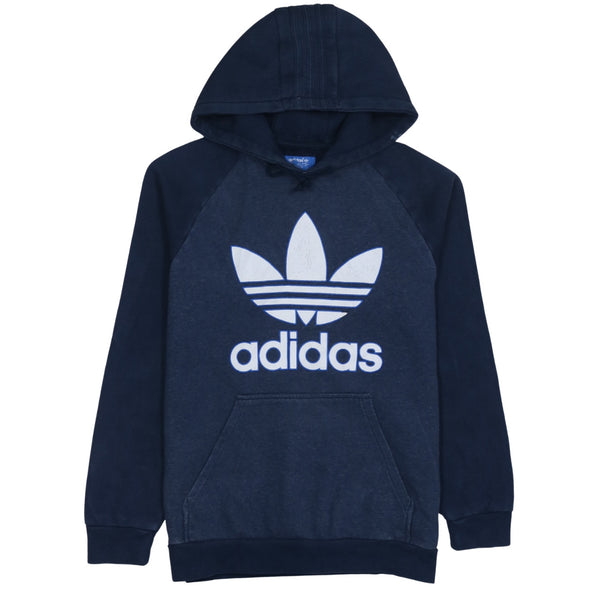 Adidas 90's Spellout Pullover Hoodie Medium Navy Blue