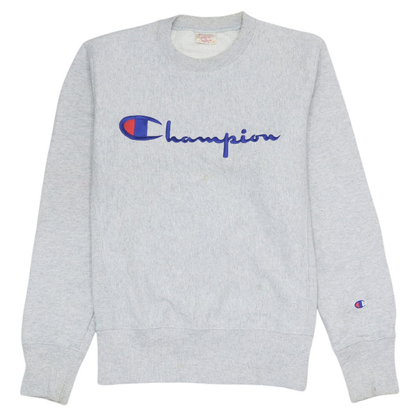 Champion Vintage 90's Grey Spellout Crew Neck Sweatshirt Men's Medium