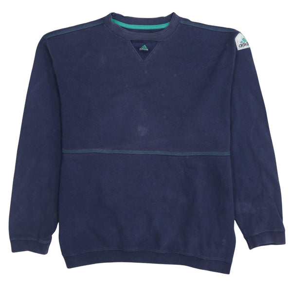 Adidas 90's Plain Crew Neck Sweatshirt Large Navy Blue