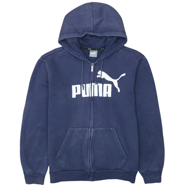 Puma Men's 90's Retro Spellout Full Zip Hoodie Medium Navy Blue