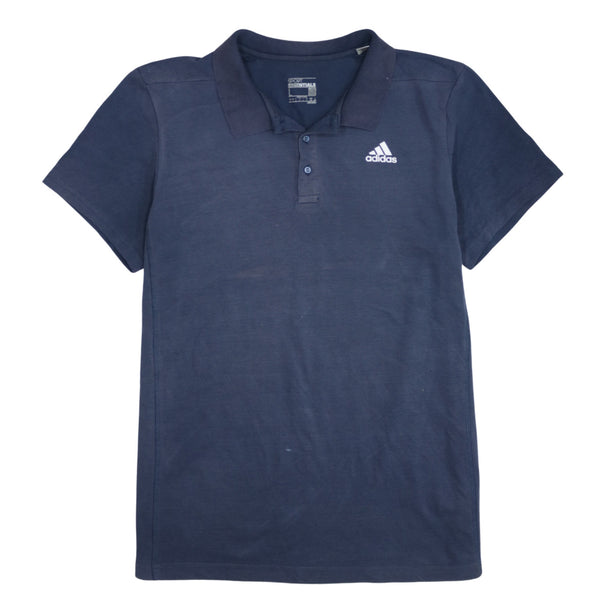 Adidas 90's Short Sleeves Quarter Button Polo Shirt Large Navy Blue