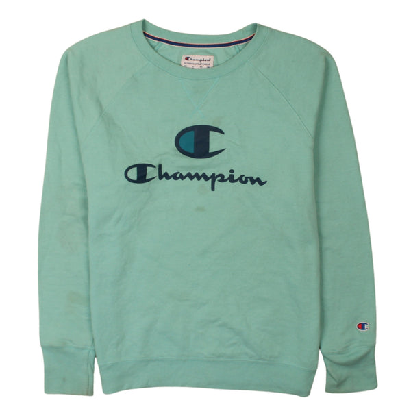 Champion 90's Blue Spellout Crew Neck Sweatshirt Men's Large Vintage