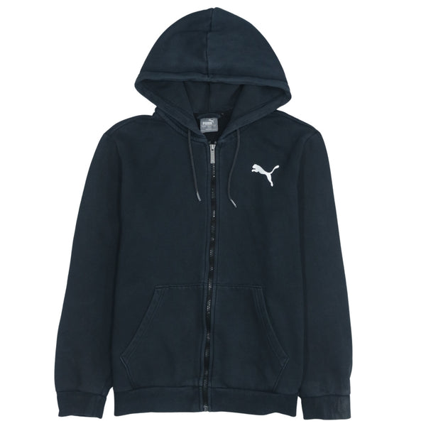 Puma 90's Black Cotton Hoodie Men’s Small Full Zip Drawstring Pockets