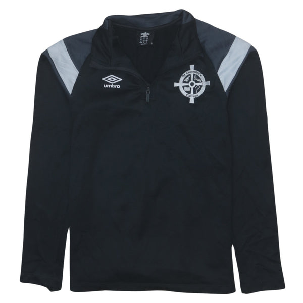 Retro 90's Umbro Heavyweight Quarter Zip Black Sweatshirt XLarge