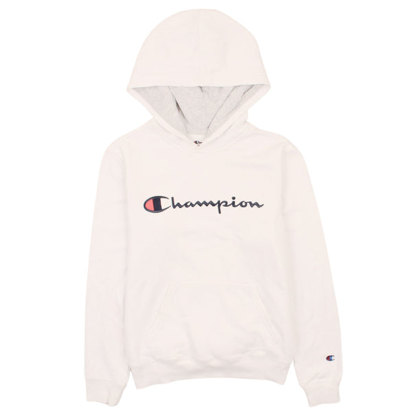 Champion 90's Vintage White Spellout Pullover Hoodie Women's Large
