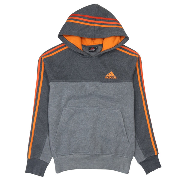 Adidas 90's Striped Sleeve Pullover Hoodie Medium Grey