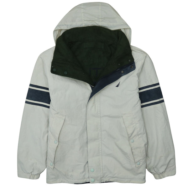 Nautica 90's Hooded Full Zip Up Windbreaker Large  Grey