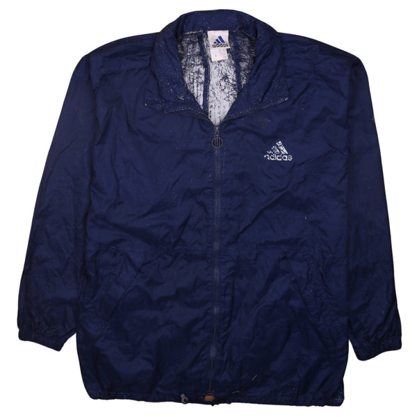 Adidas Men's 90s Blue Lightweight Full Zip Windbreaker Jacket L