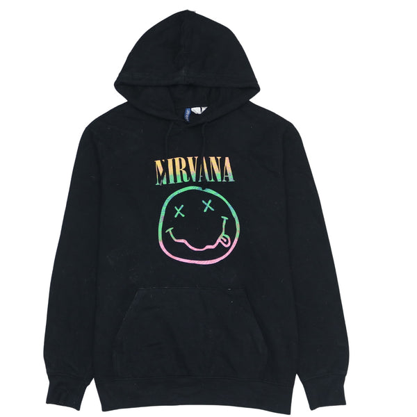 Nirvana 90's Spellout Pullover Hoodie Large Black