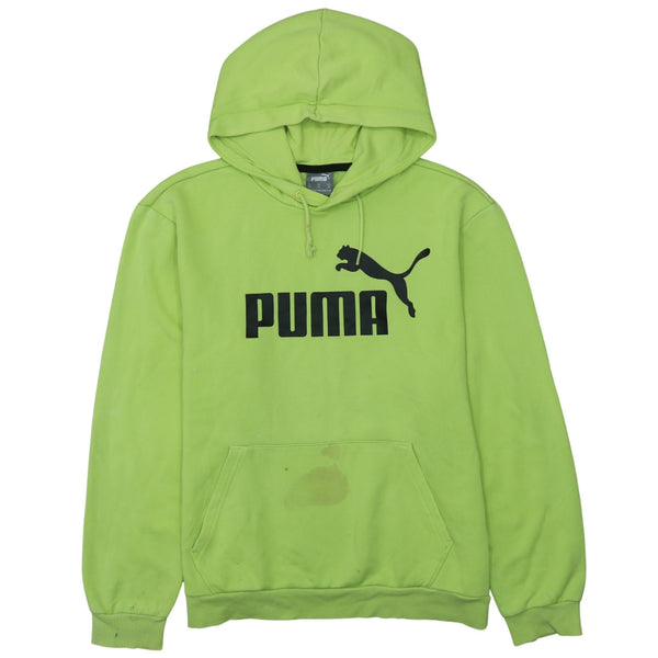 Vintage 90's Puma Spellout Green Hoodie - Medium