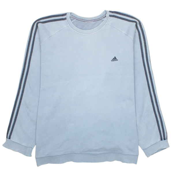 Adidas Vintage Grey Striped Sleeve Crew Neck Sweatshirt XL